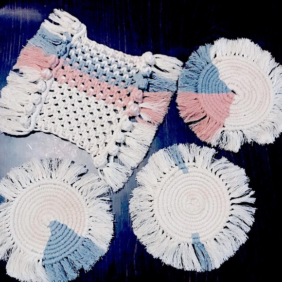 NEW [5pc] @soul_embellish Handwoven Macramé Coasters Furniture Savers Home Decor - Picture 12 of 16